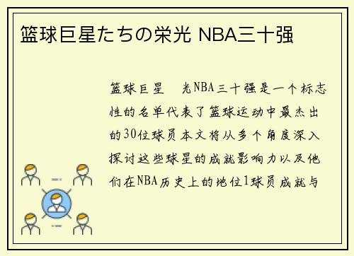 篮球巨星たちの栄光 NBA三十强 